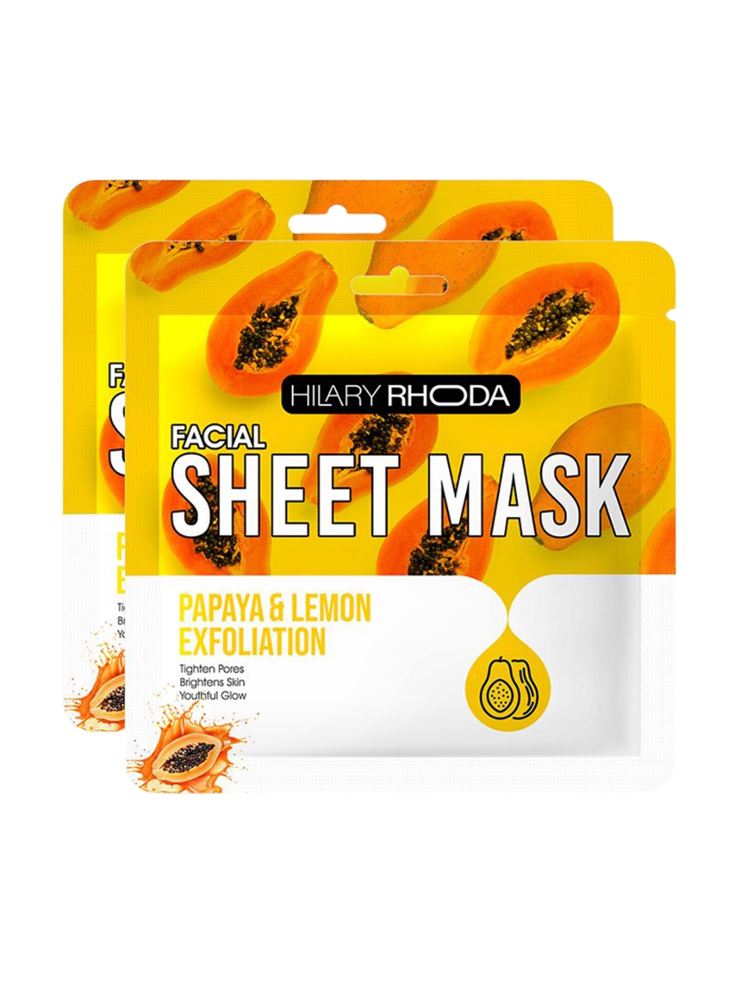 

Hilary Rhoda Set Of 2 Papaya & Lemon Exfoliation Sheet Mask- 20 g Each, Orange