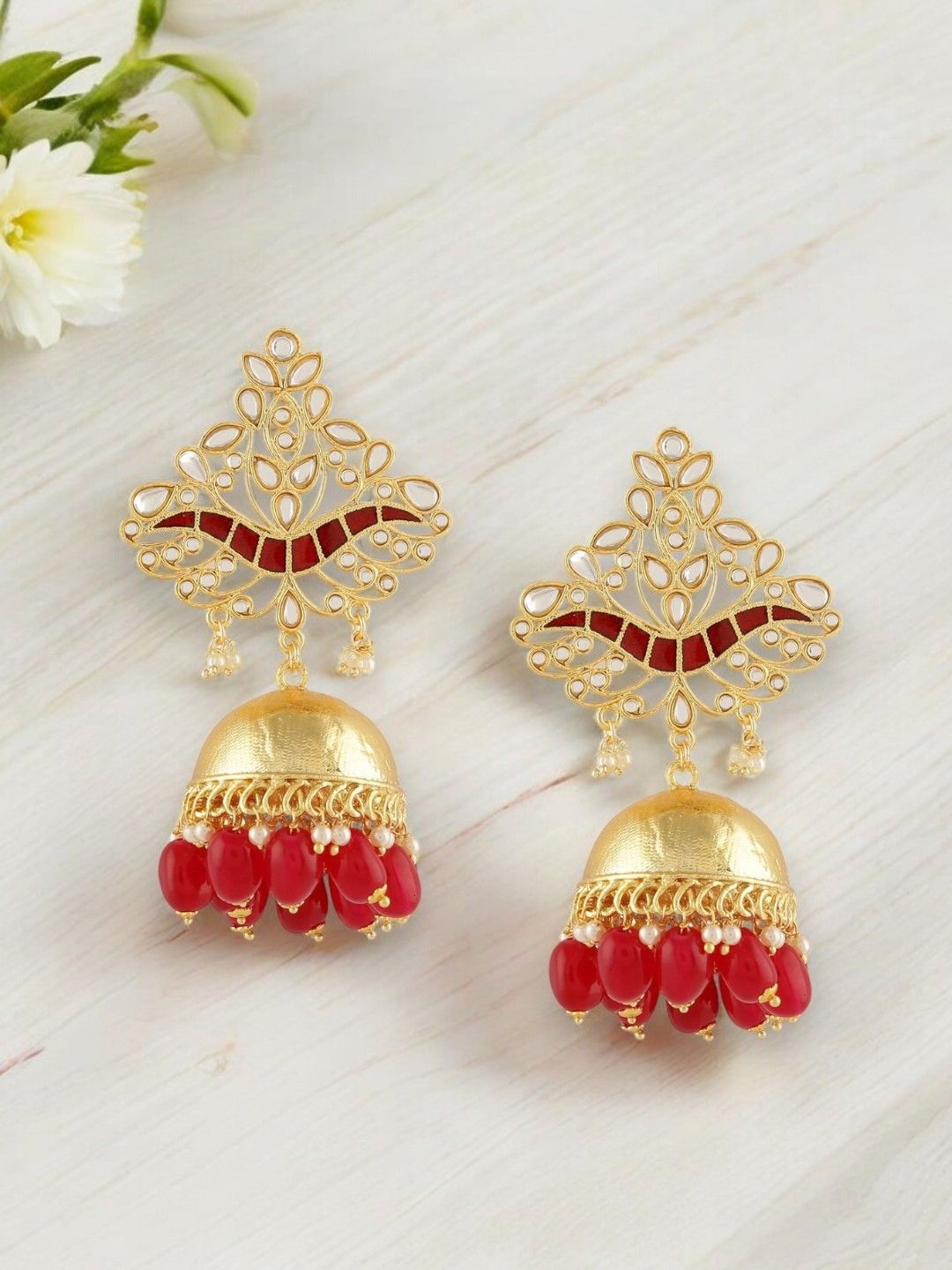 

Anouk Contemporary Jhumkas Earrings, Gold