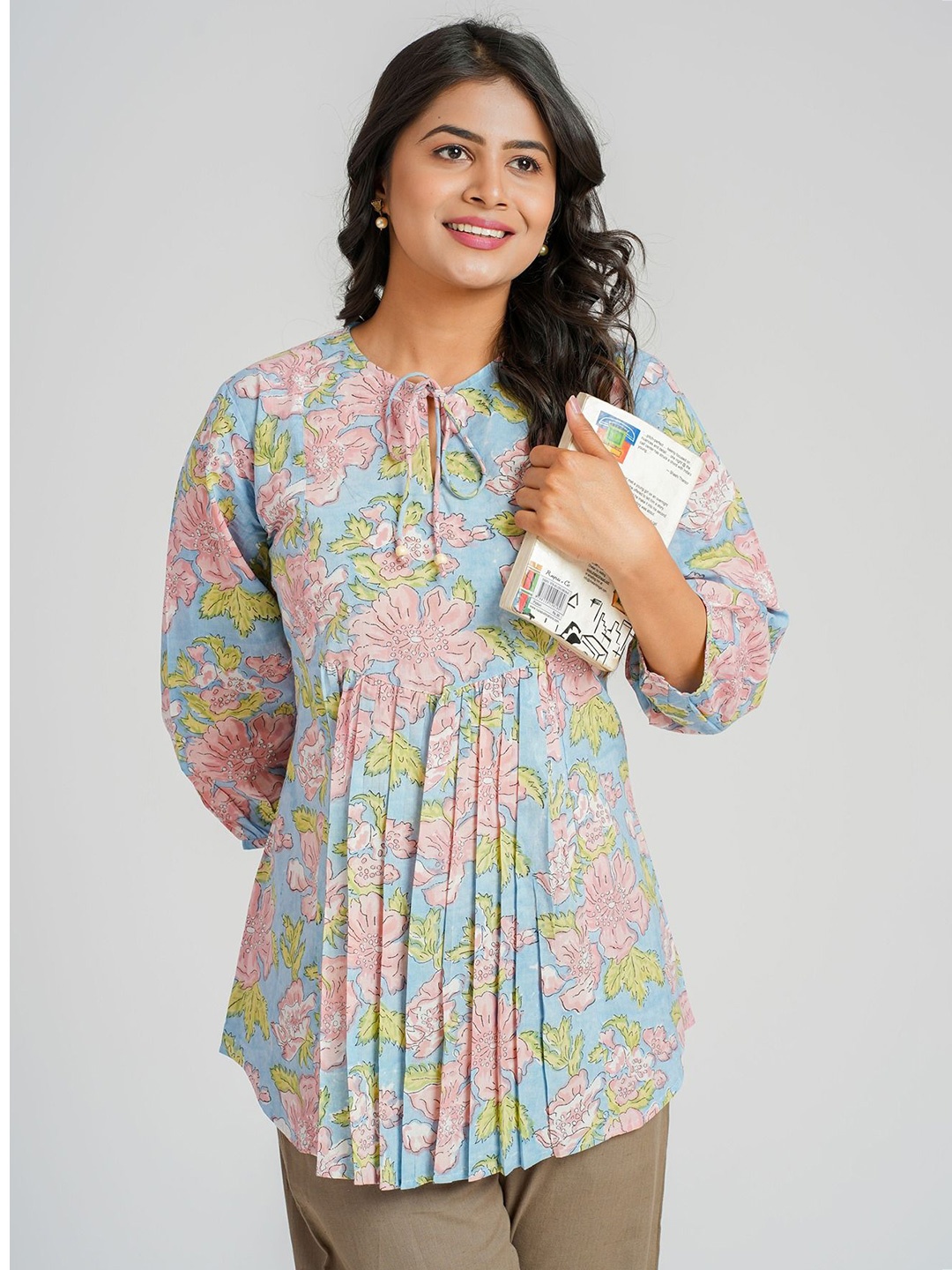 

Cotton Curio Cotton Block Printed Short Tunics, Blue