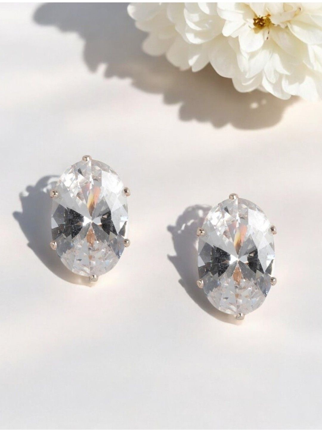 

House of Pataudi Rose Gold Plated American Diamond Studded & Earrings