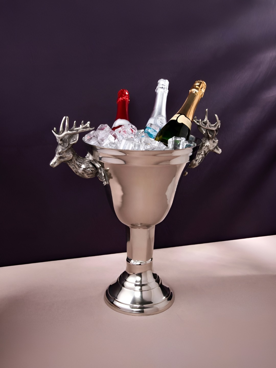 

GIBOX Stag Beverage Tub Bowl Ice Bucket for Home Bar Parties, Silver