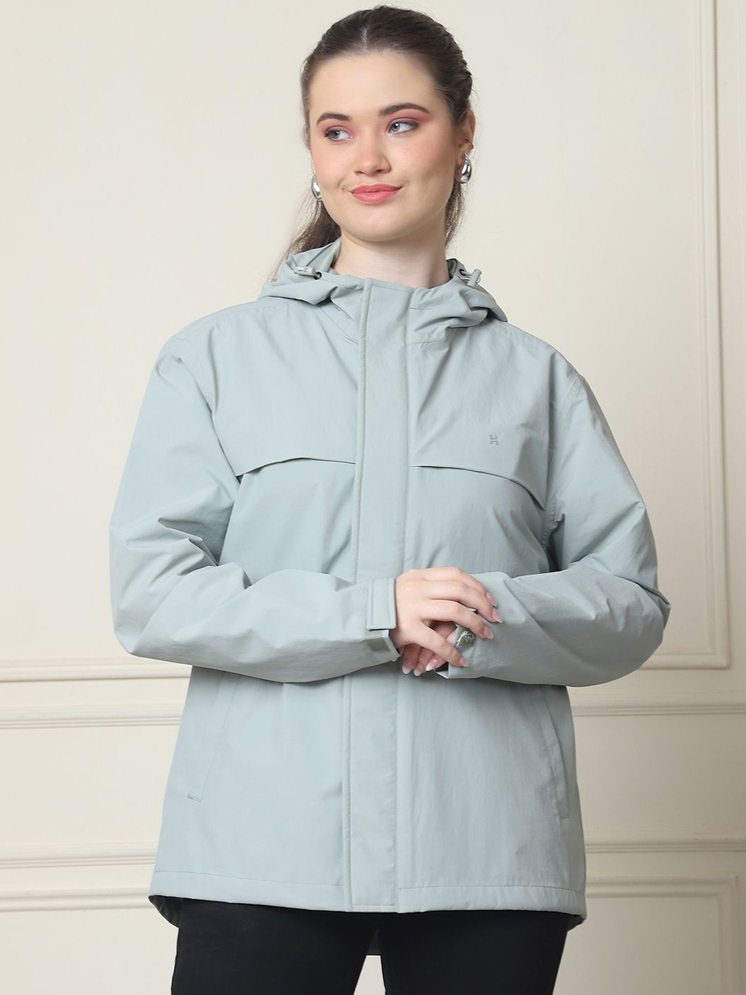 

HOUSE OF VEDAS Waterproof Hooded Rain Jacket, Green