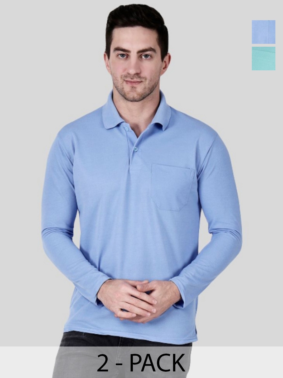 

SAIKSA FASHION Men 2 Polo Collar Applique T-shirt, Multi