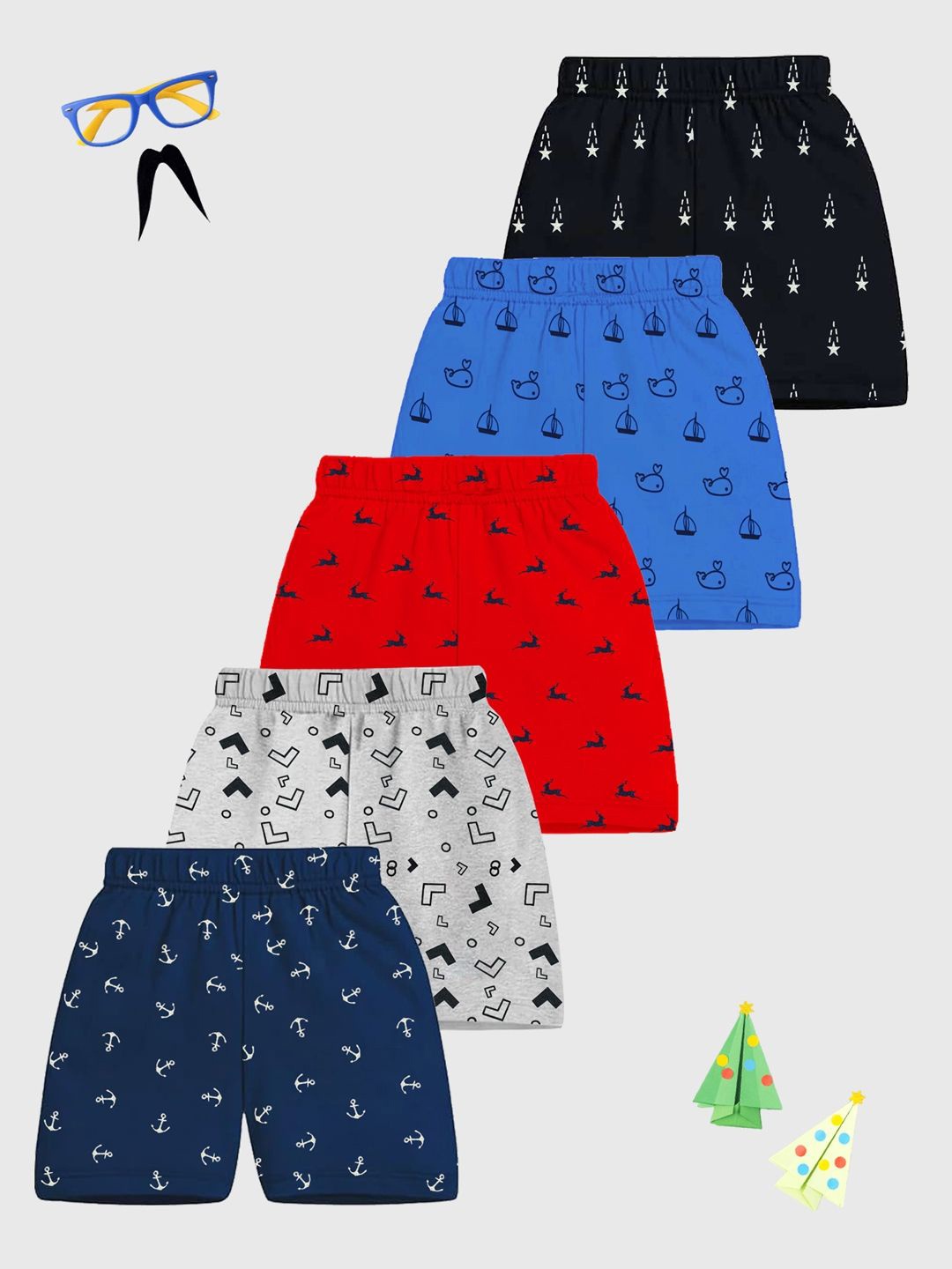 

KUCHIPOO Boys Printed Shorts, Red