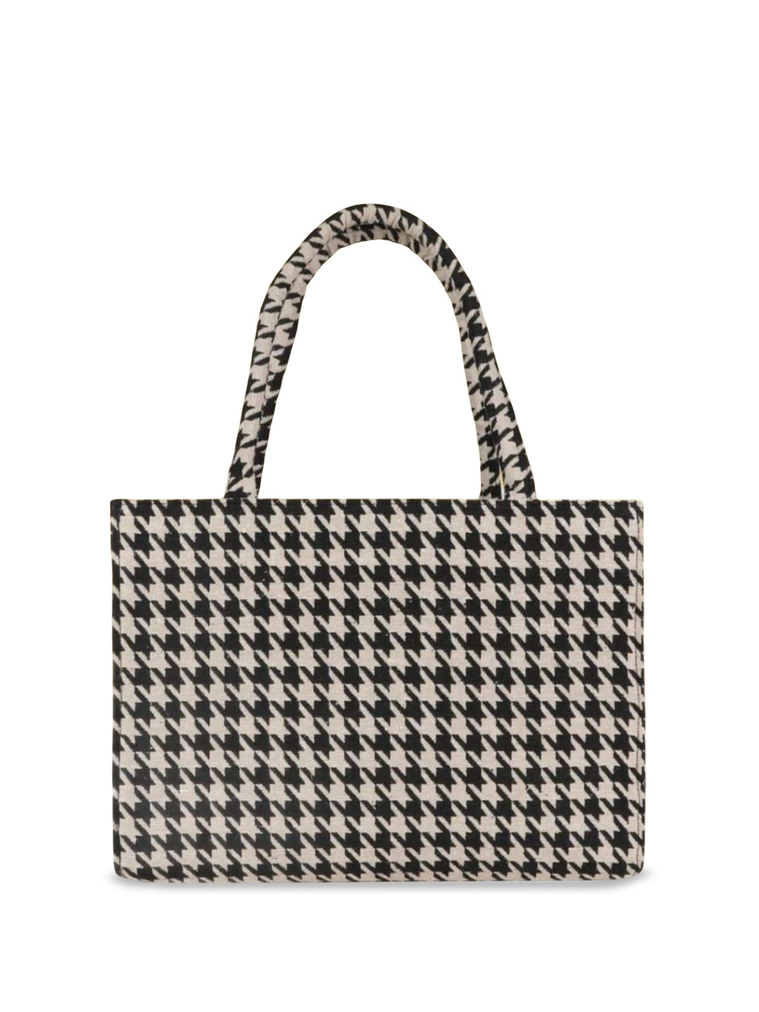 

Flamebird Checked PU Swagger Handheld Bag with Cut Work, Black