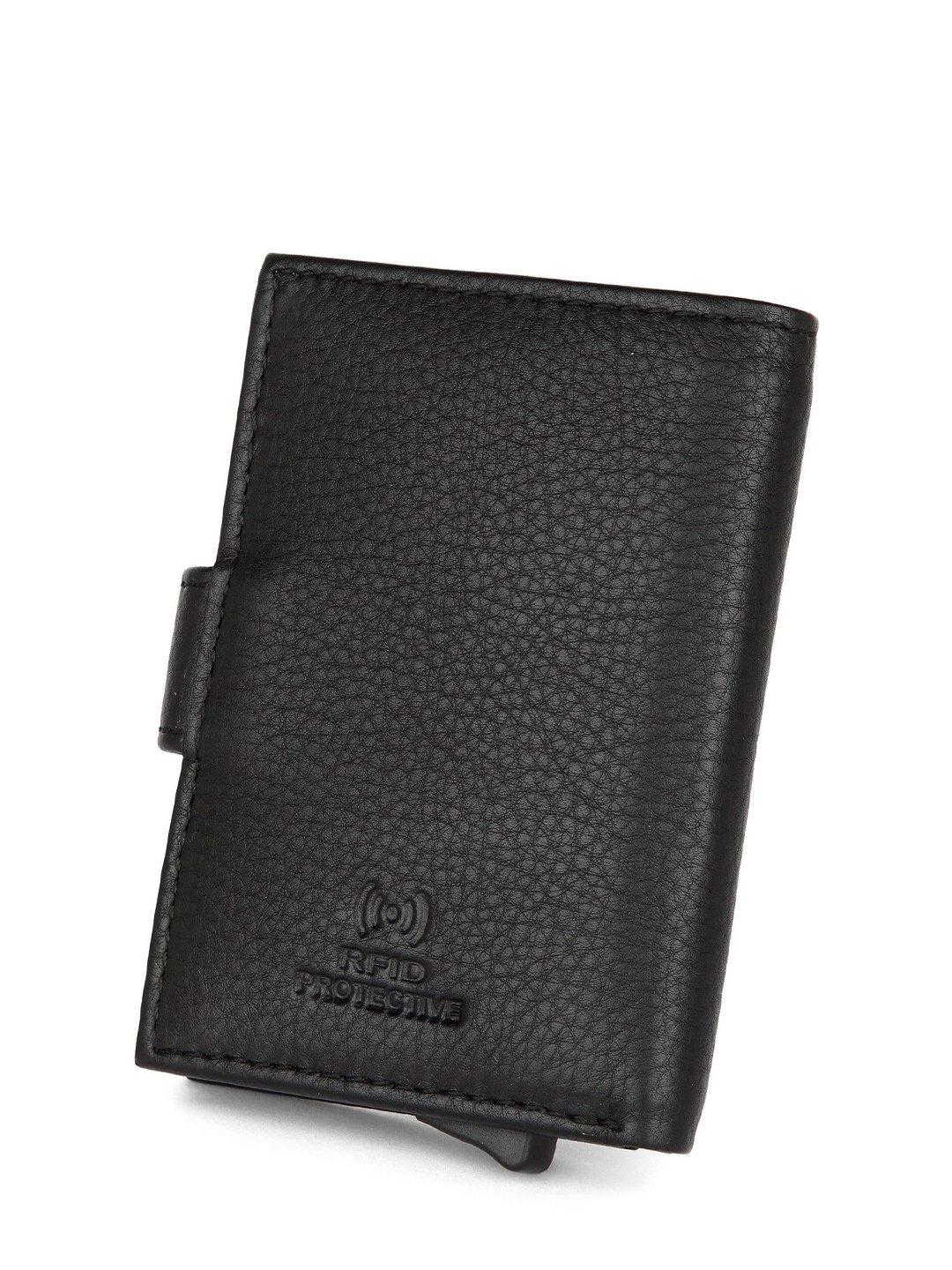 

WATCHSTAR Men Zip Detail Leather Zip Around Wallet, Black