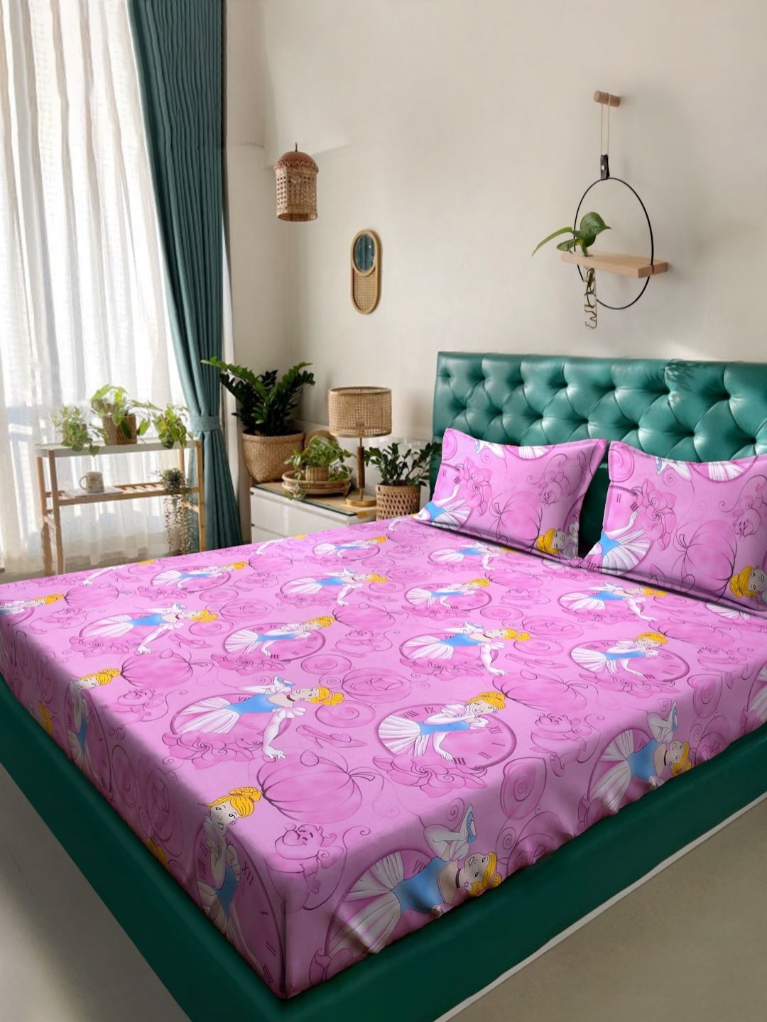 

KLOTTHE Purple Printed 400 TC Pure Cotton King Bedsheet With 2 Pillow Covers 2.50 x 2.25 m