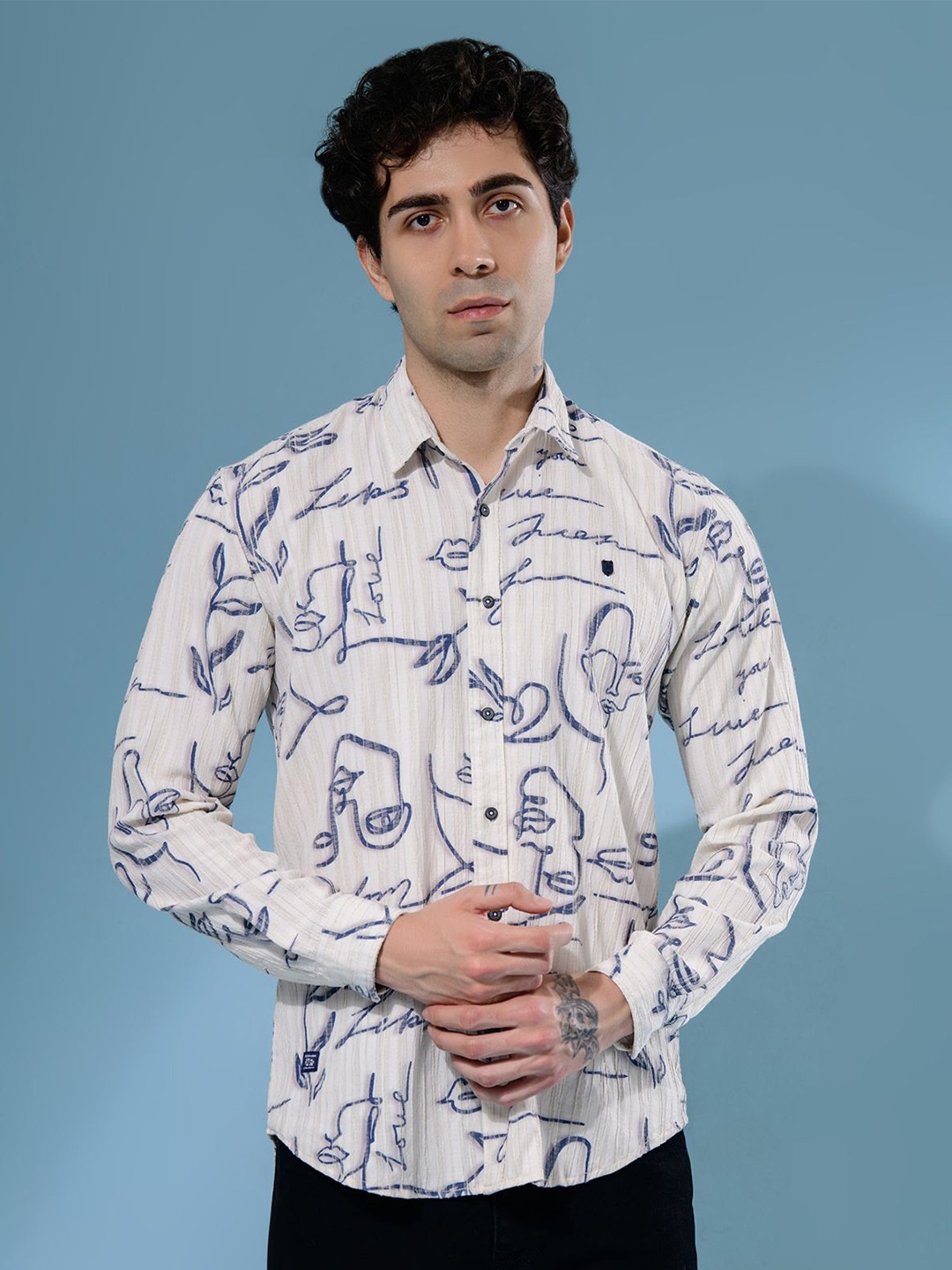 

Albion By CnM Men Comfort Opaque Casual Shirt, Cream