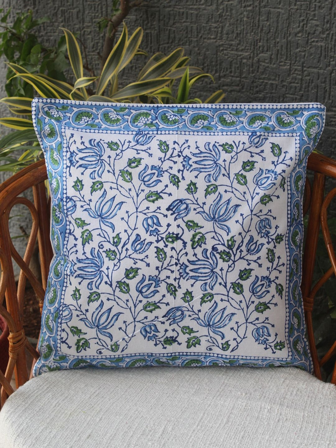 

Weaves of Tradition White & Blue Ethnic Motifs Square Cushion Covers