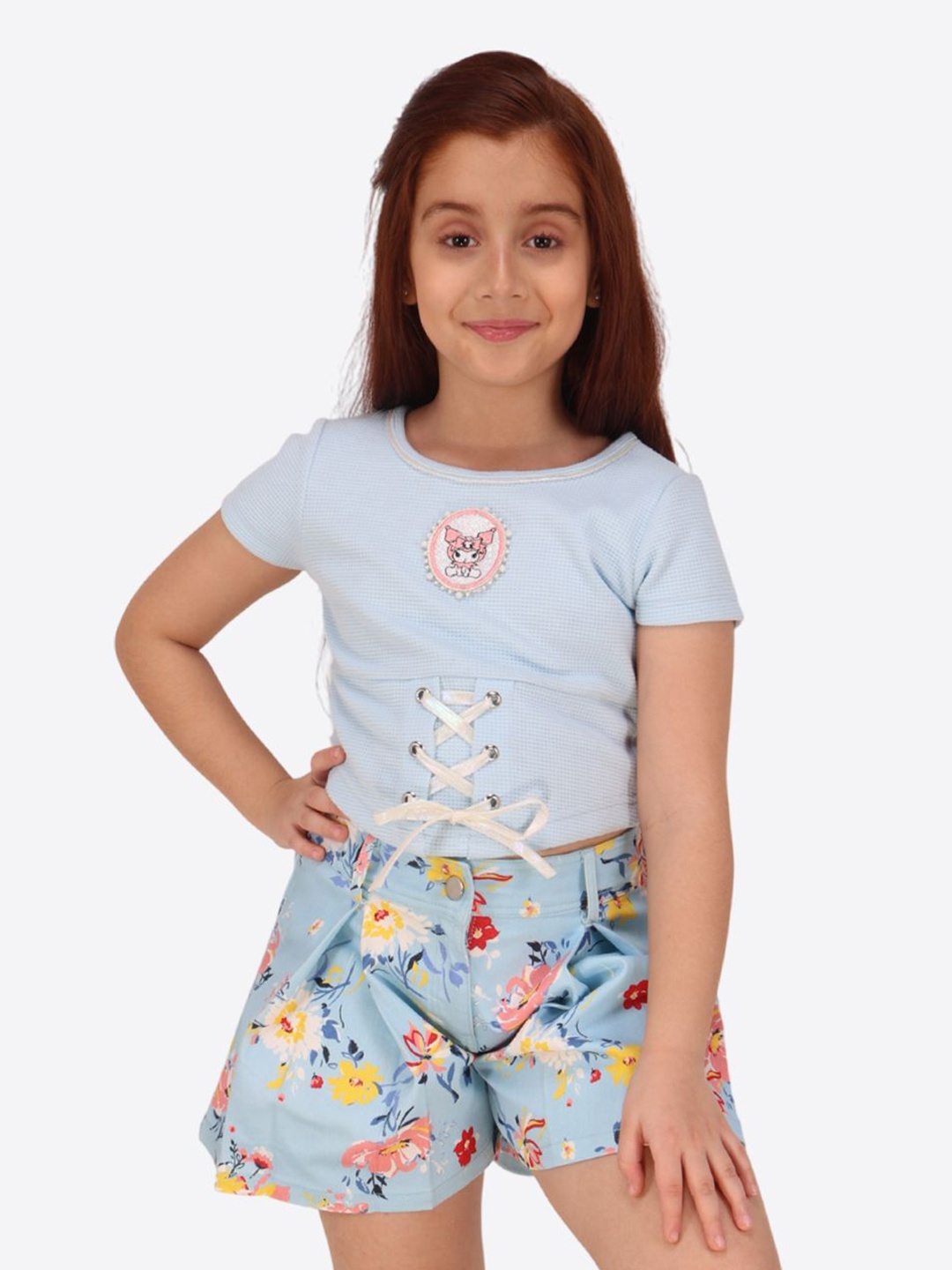 

CUTECUMBER Girls Top with Shorts, Blue