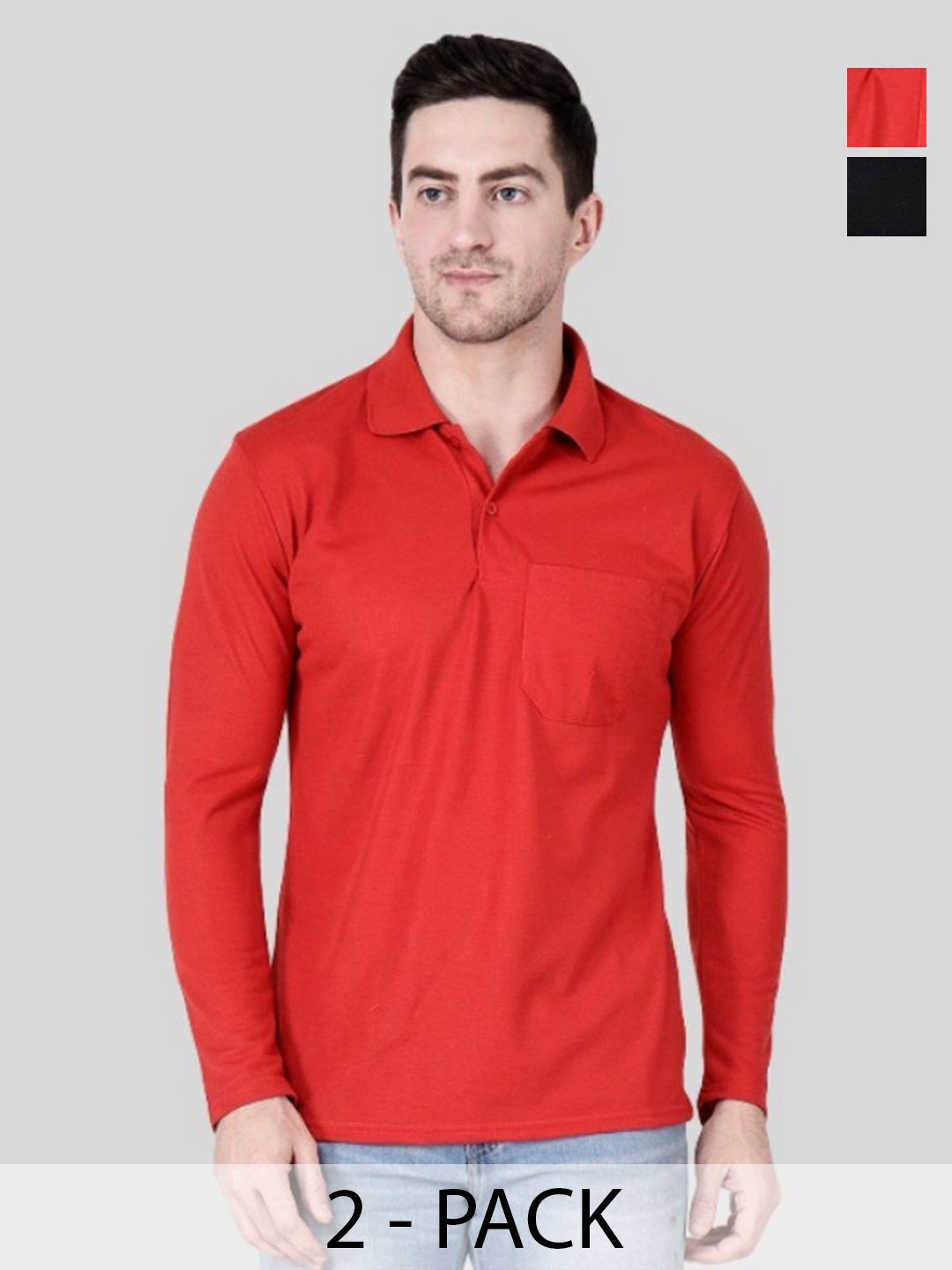 

SAIKSA FASHION Men 2 Polo Collar Pockets T-shirt, Multi