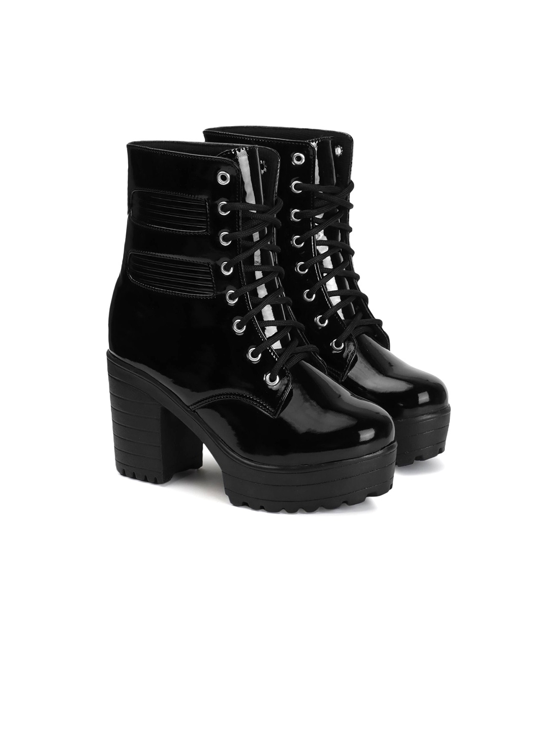 

FRANINO PARIS Round Toe Chunky Block Heel Boots, Black
