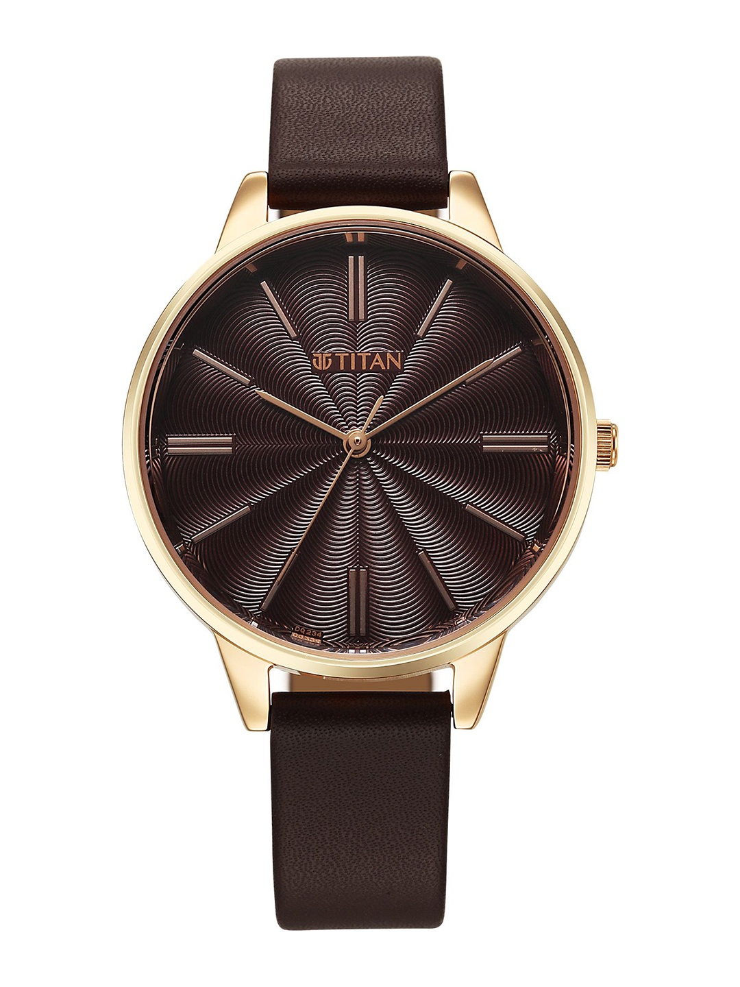 

Titan Women Brass Dial & Leather Straps Analogue Watch 2648WL09, Brown