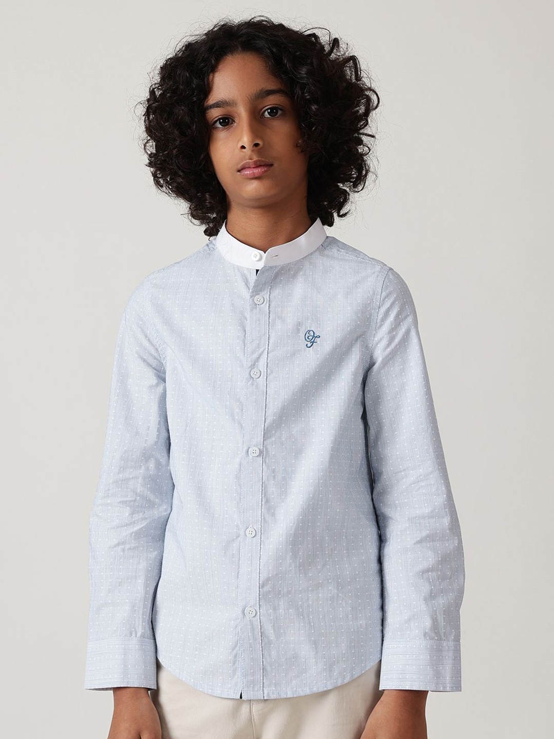 

One Friday Boys Comfort Opaque Striped Casual Shirt, Blue