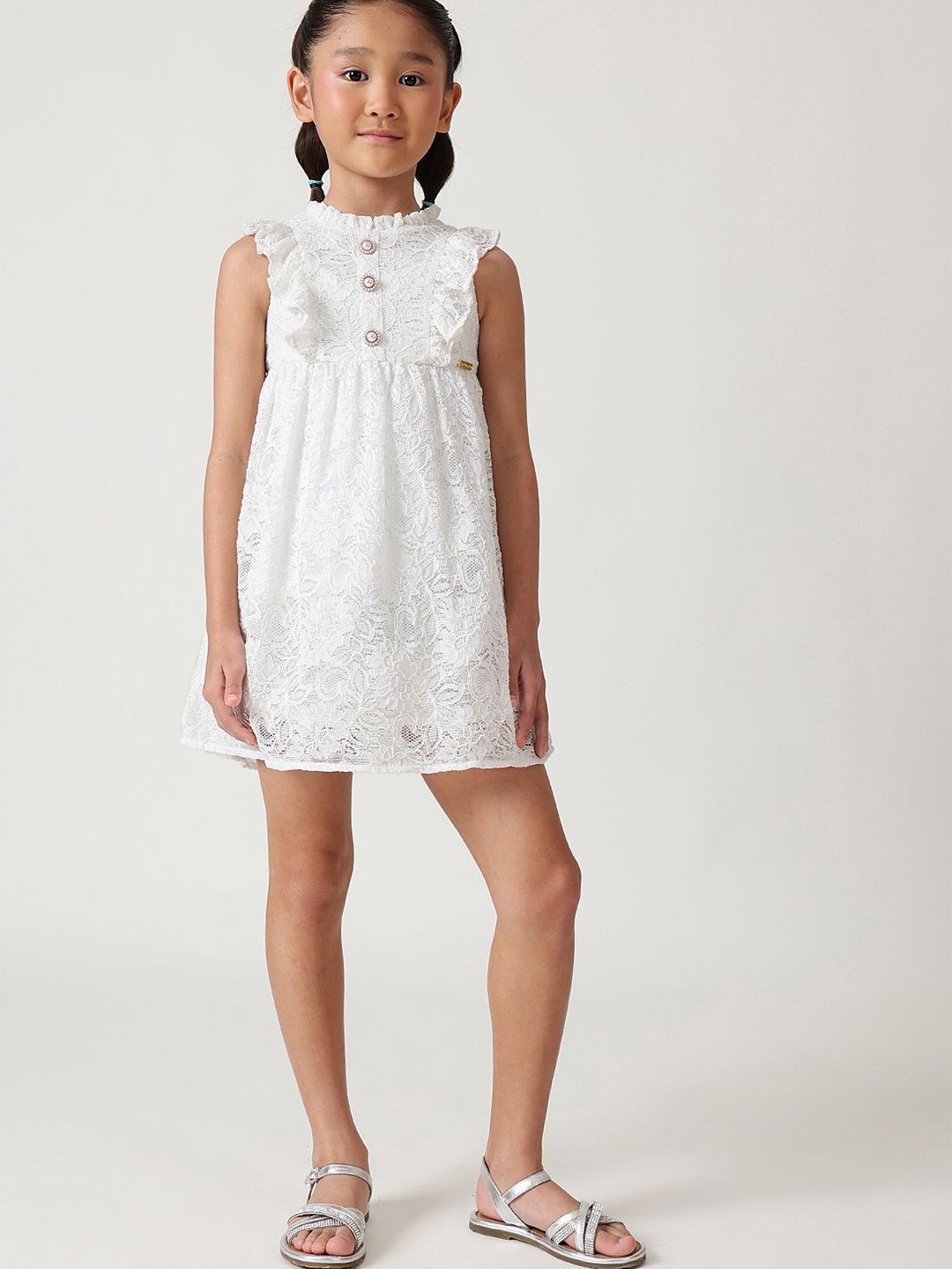 

One Friday Lace A-Line Dress, Off white