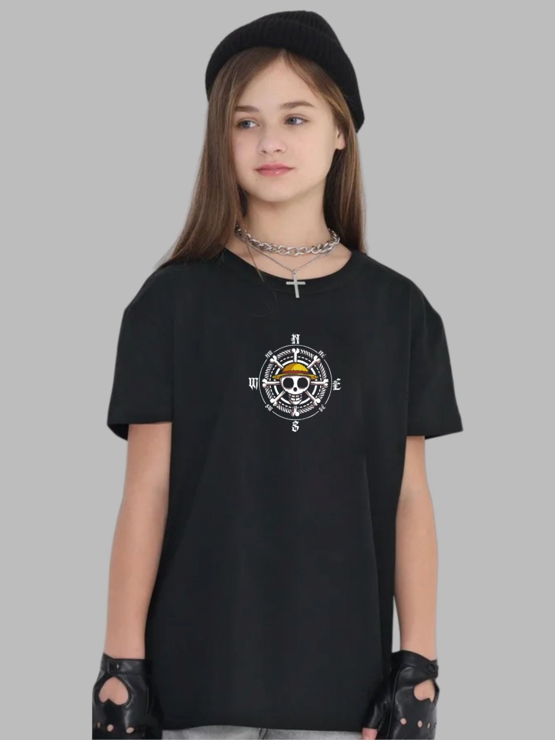 

Uniplanet store Girls Typography Printed T-shirt, Black