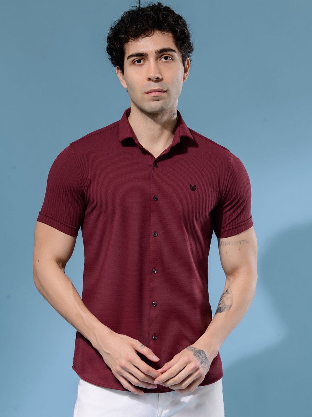

Albion By CnM Men Comfort Opaque Casual Shirt, Maroon