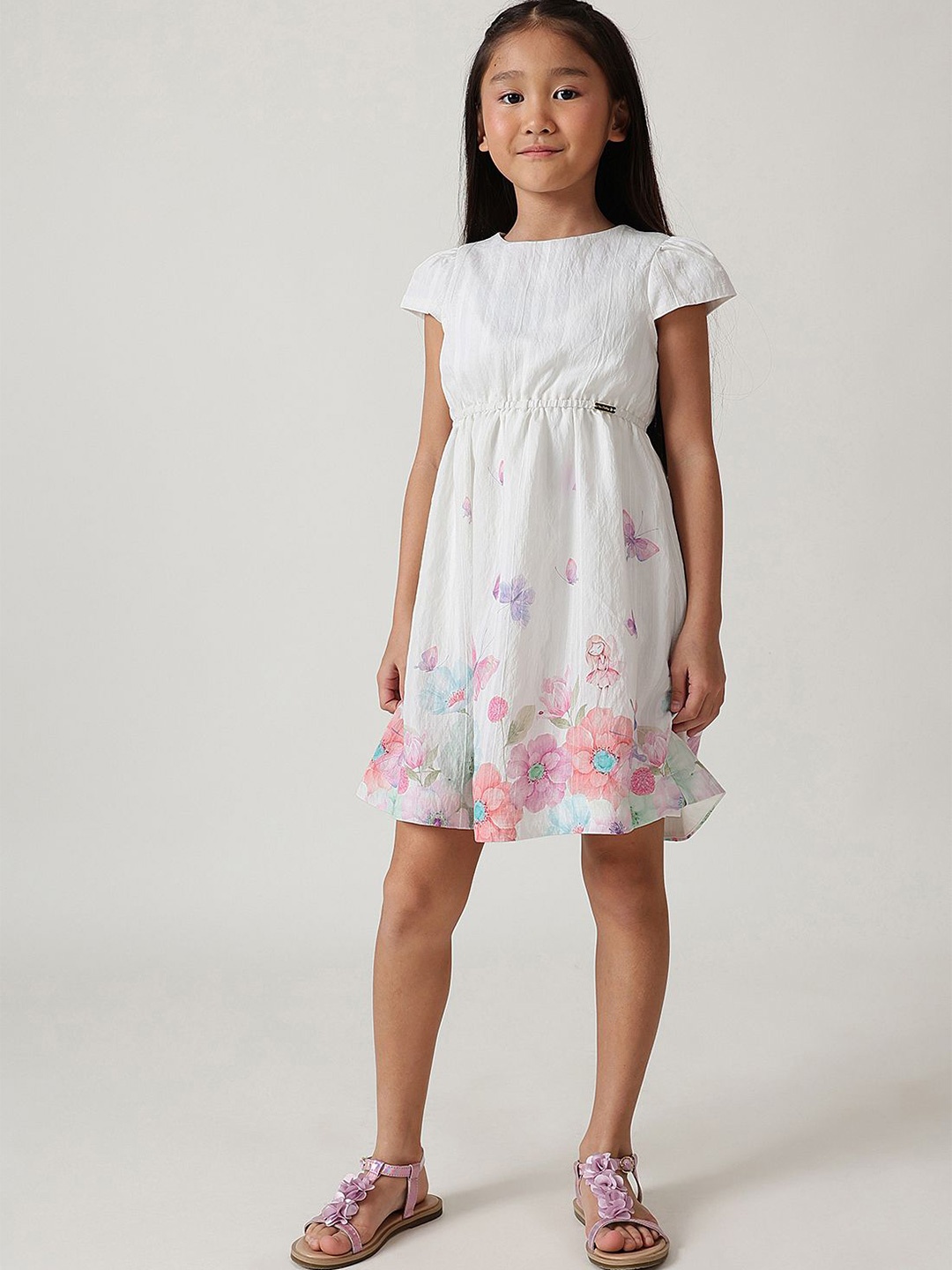 

One Friday Floral Print A-Line Dress, Off white