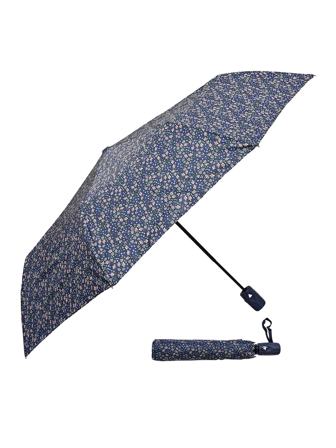 

LOOM LEGACY Semi-Automatic 3 Fold Floral Umbrellas, Blue