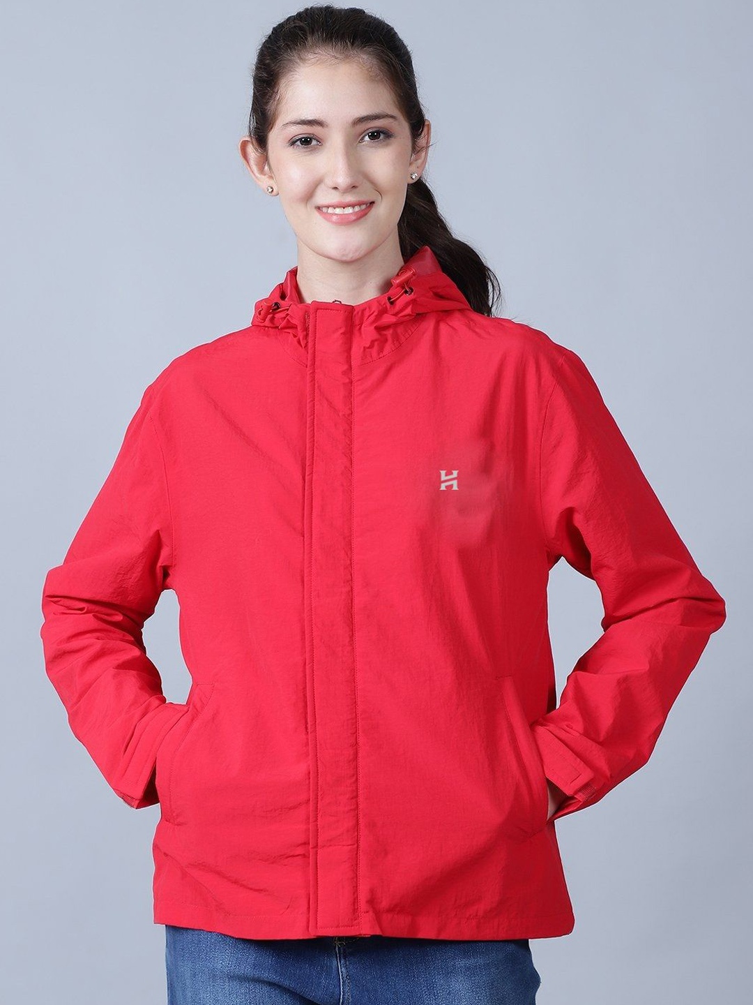 

HOUSE OF VEDAS Waterproof Hooded Rain Jacket, Red