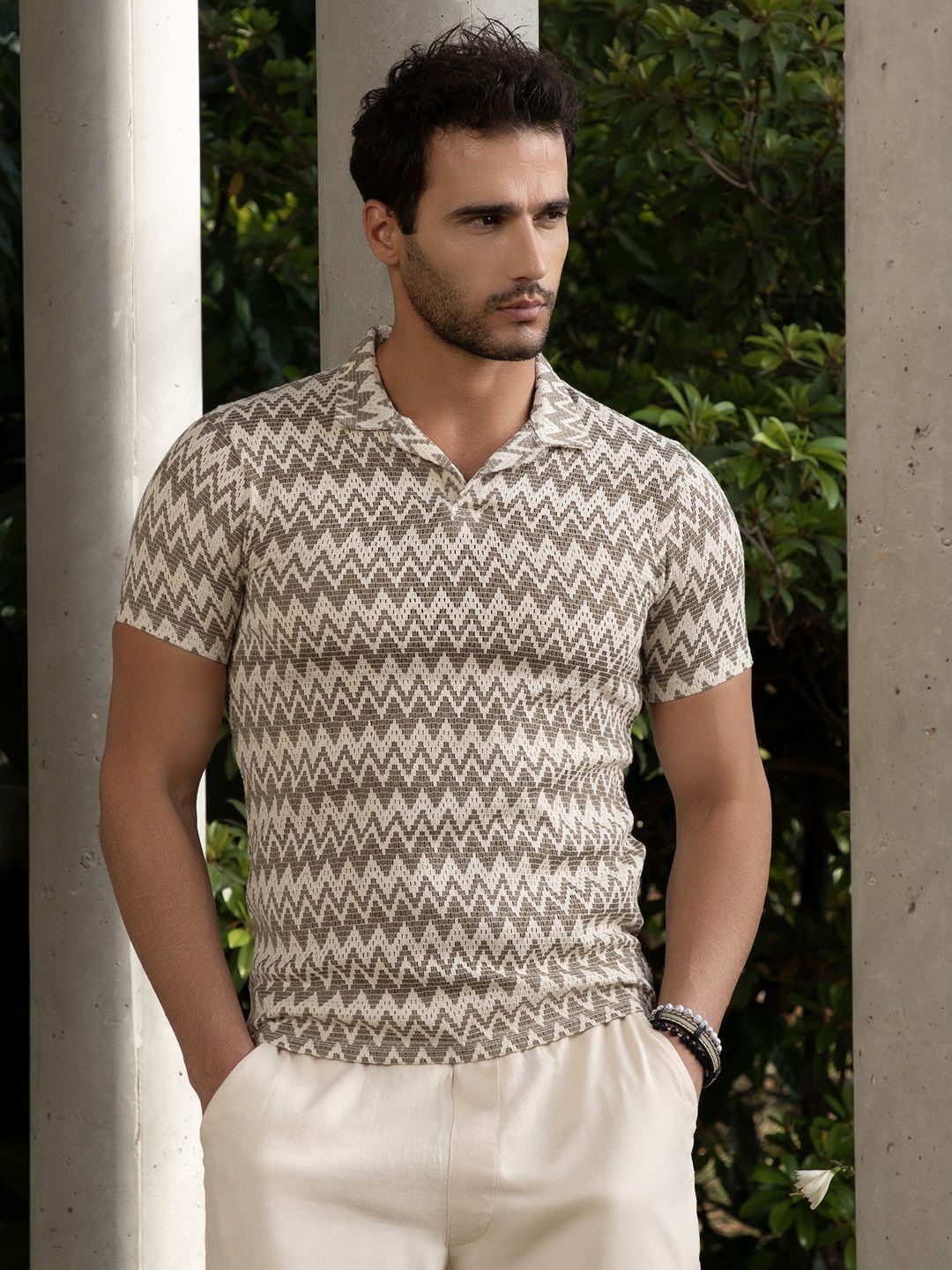 

Campus Sutra Men Striped Polo Collar Pockets T-shirt, Multi