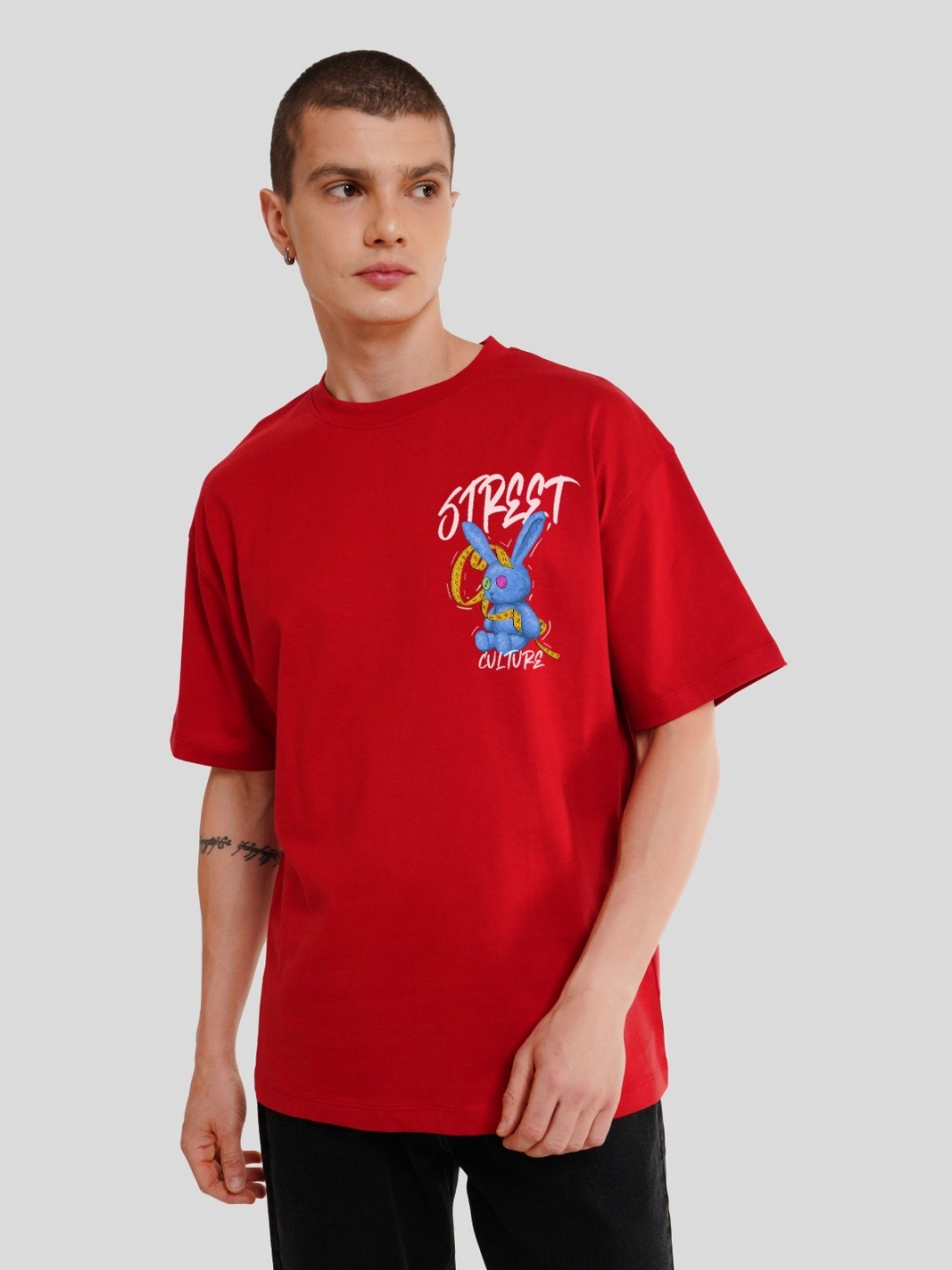 

Underrated Club Men Printed Bio Finish Applique T-shirt, Red