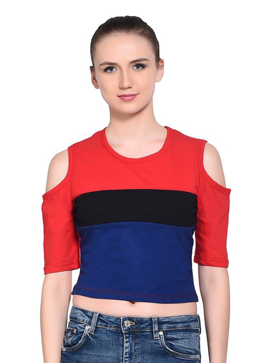 

BEYOU FASHION Women Striped Slim Fit T-shirt, Red