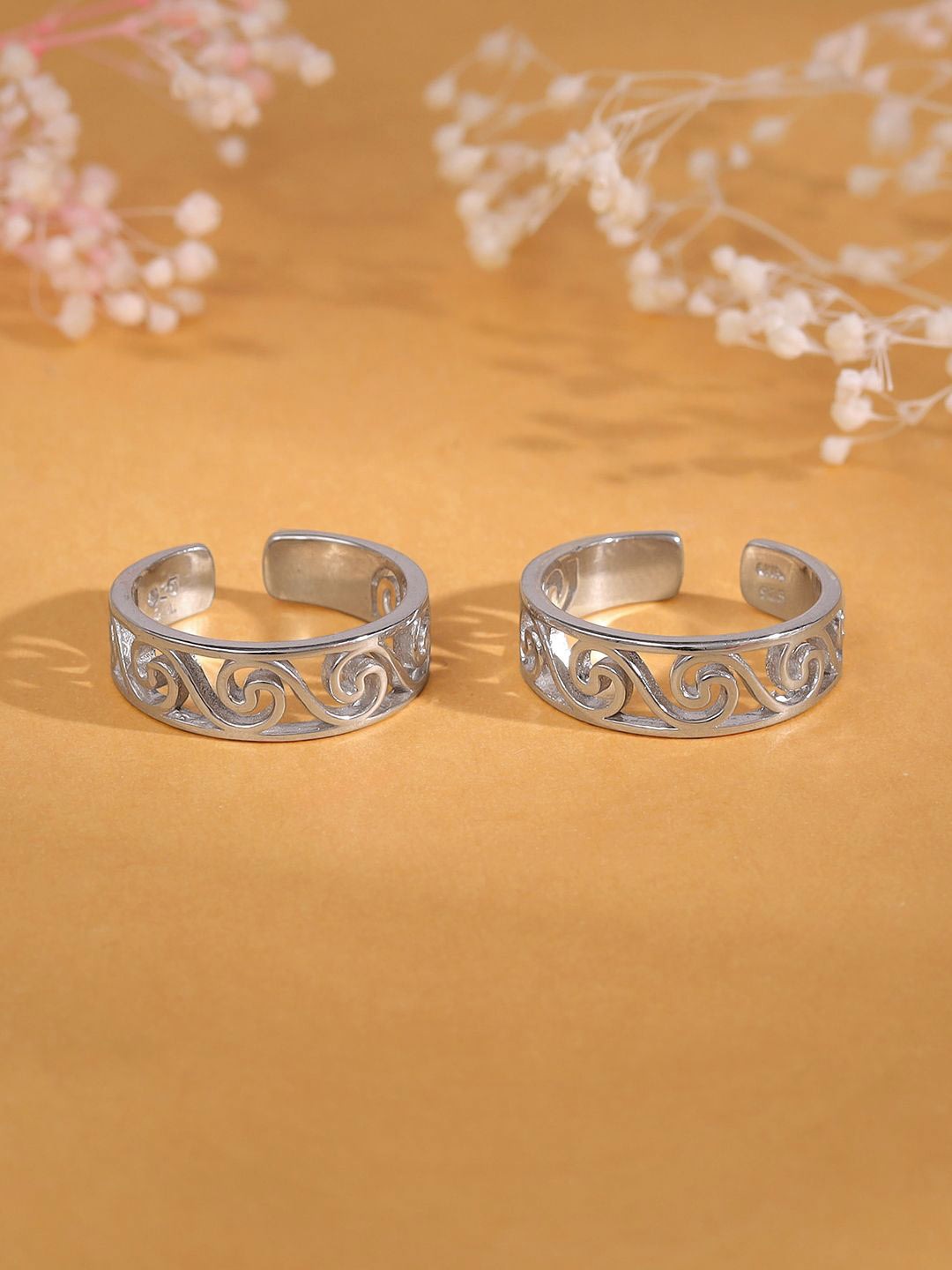 

GIVA Rhodium-Plated Toe Rings, Silver