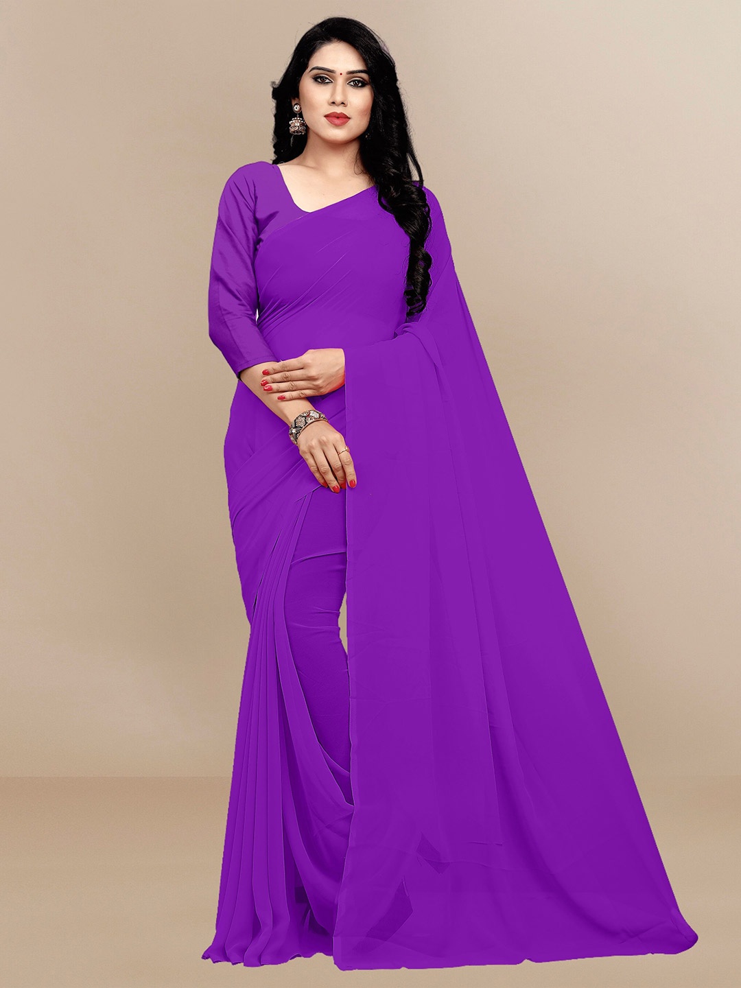 

Moda Rapido Pure Georgette Saree, Purple