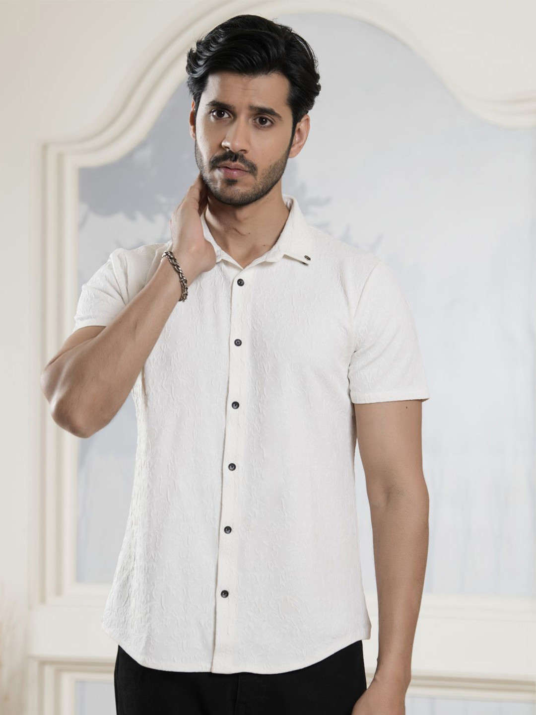 

Albion By CnM Men Comfort Opaque Casual Shirt, White