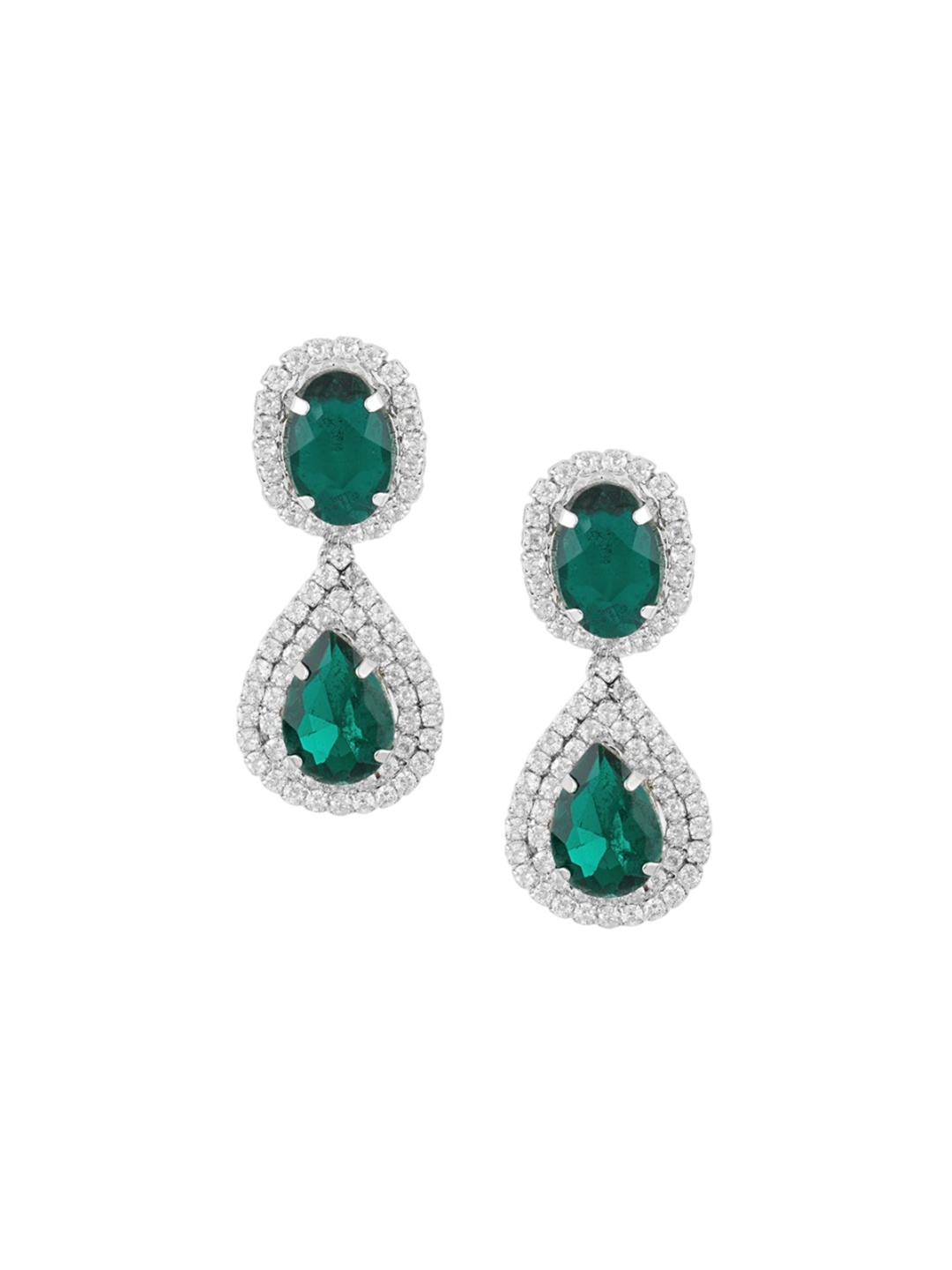 

Zaveri Pearls Contemporary Drop Earrings, Green