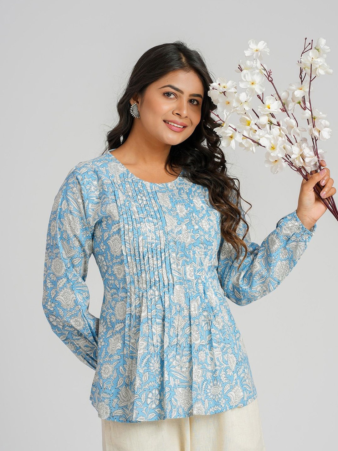 

Cotton Curio Pure Cotton Block Printed Tunics, Blue