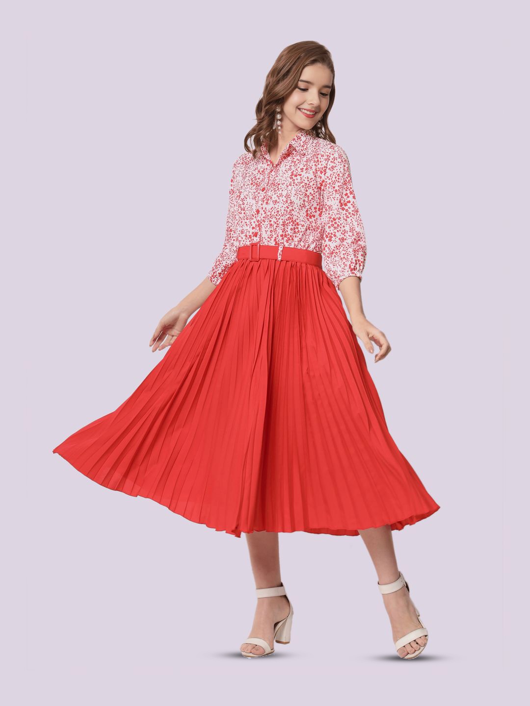 

ZWERLON A-Line Midi Dress, Red