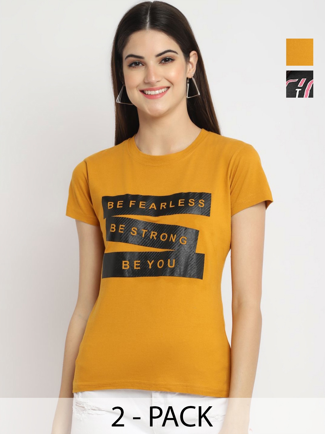 

Dreambe Women Typography Printed T-shirt, Multi