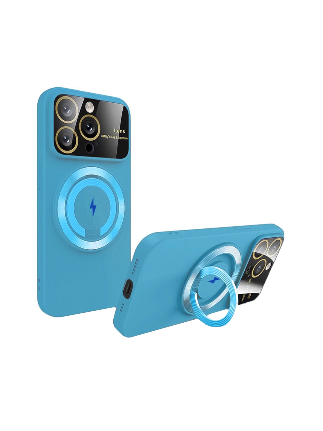 

QRIOH Solid Printed iPhone 15 Pro Back Case Mobile Accessories, Turquoise blue