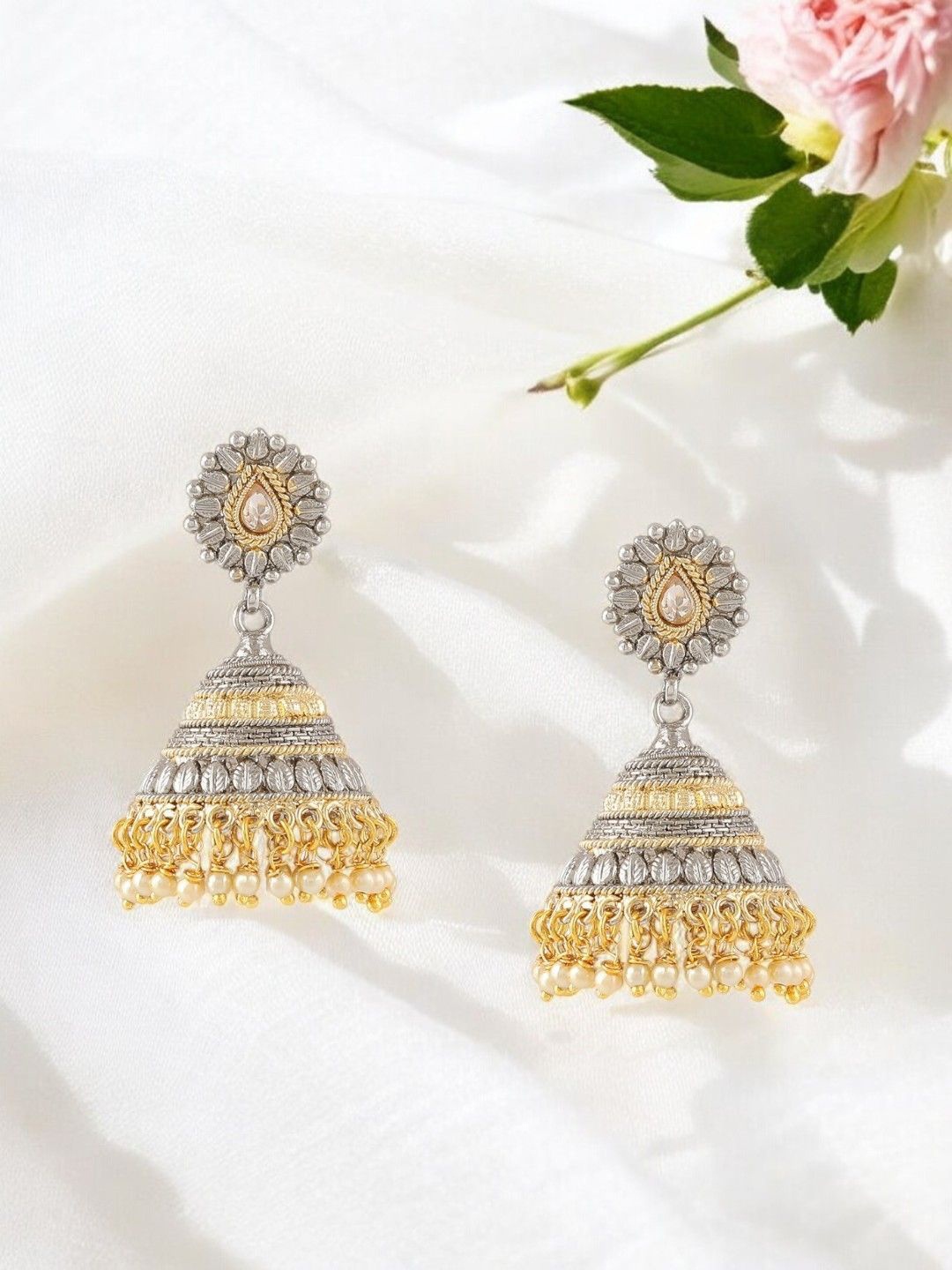 

Anouk Contemporary Jhumkas Earrings, Silver