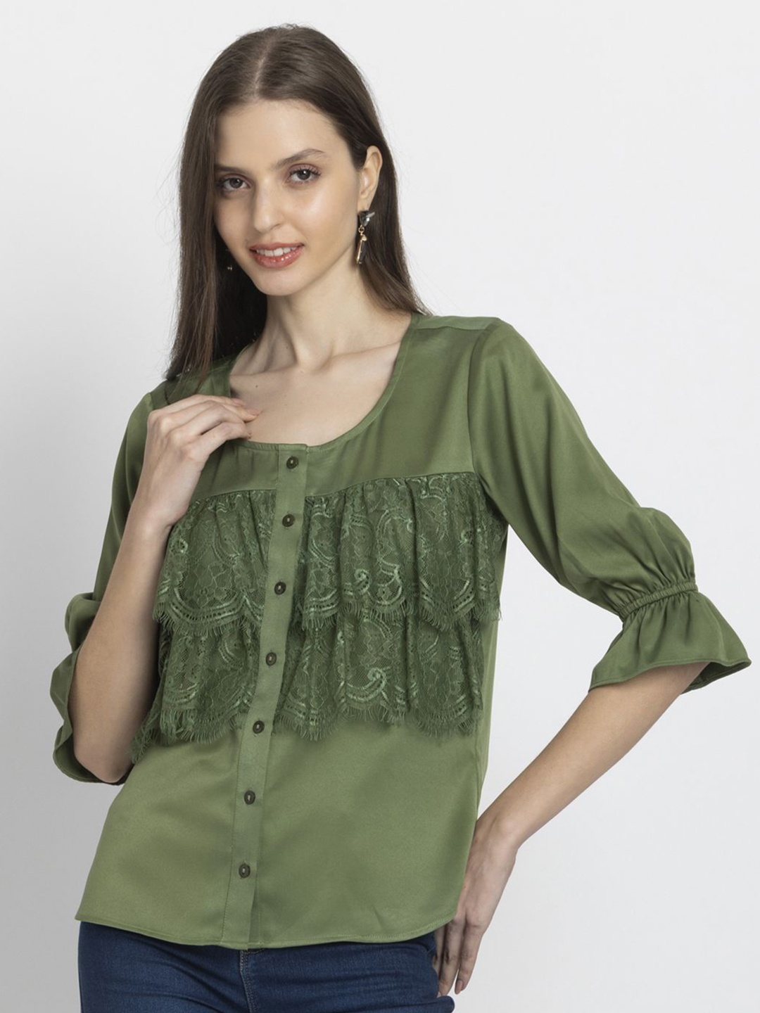 

SHAYE Satin Top, Olive
