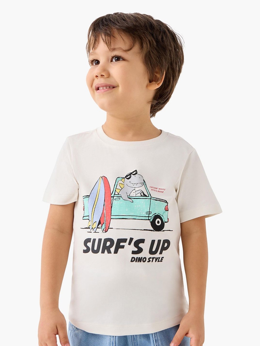

Juniors by Babyshop Boys Printed Pockets T-shirt, Cream