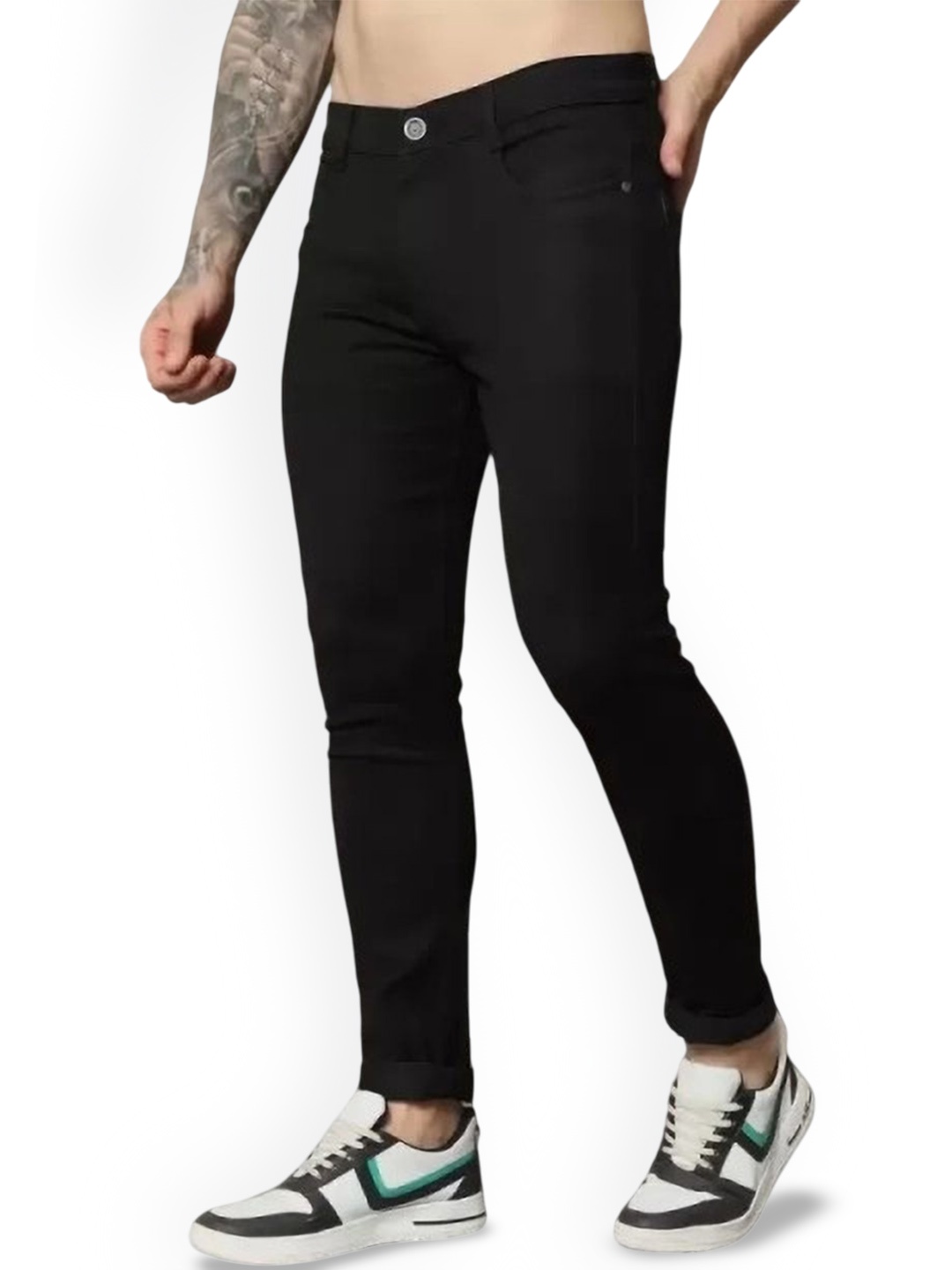

COMFITS Men Classic Highly Distressed Stretchable Jeans, Black