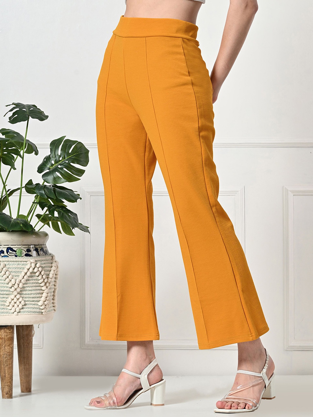 

Brainbees Women Relaxed High-Rise Trousers, Mustard