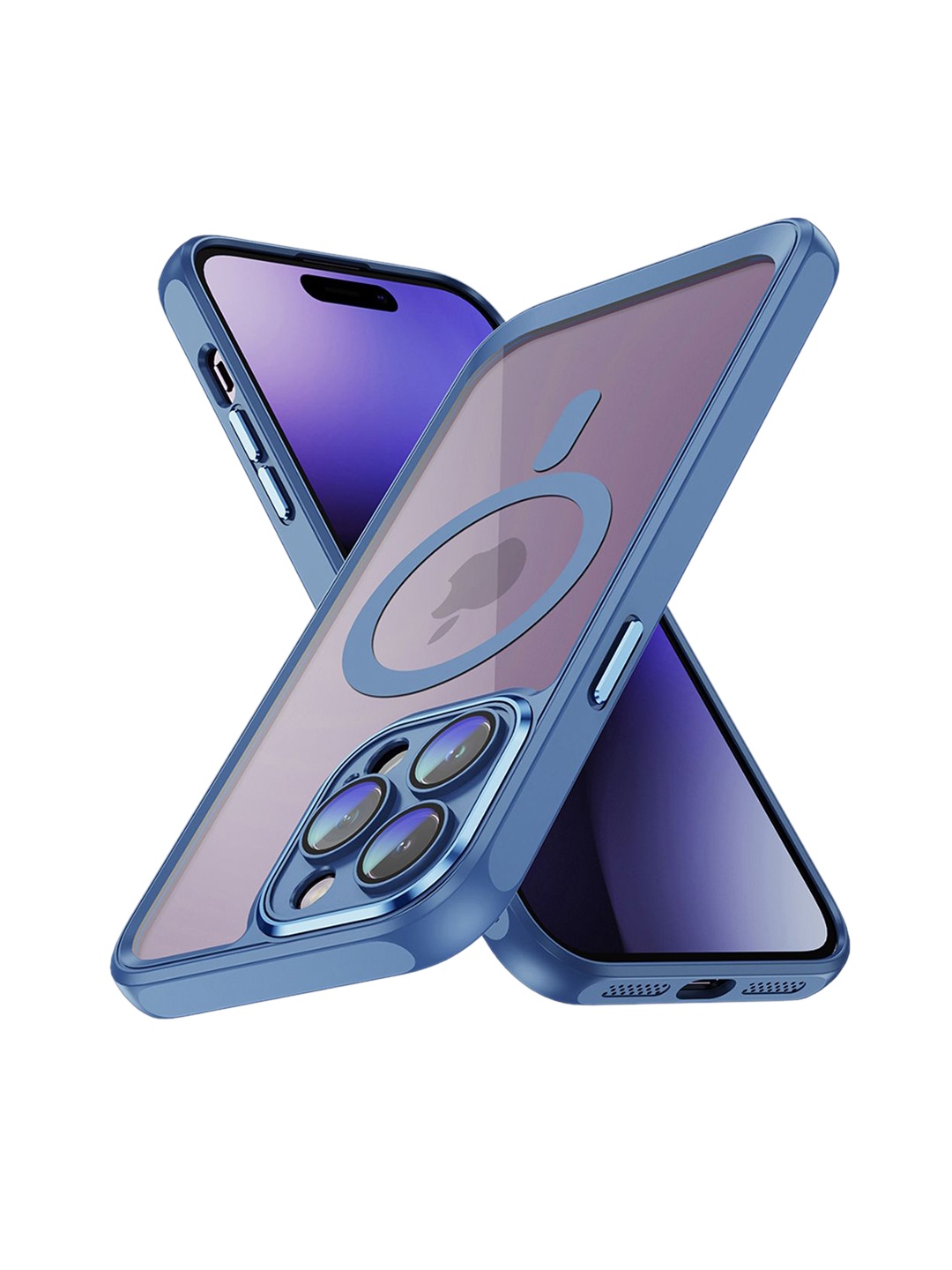 

QRIOH Solid Printed iPhone 15 Pro Max Back Case Mobile Accessories, Blue