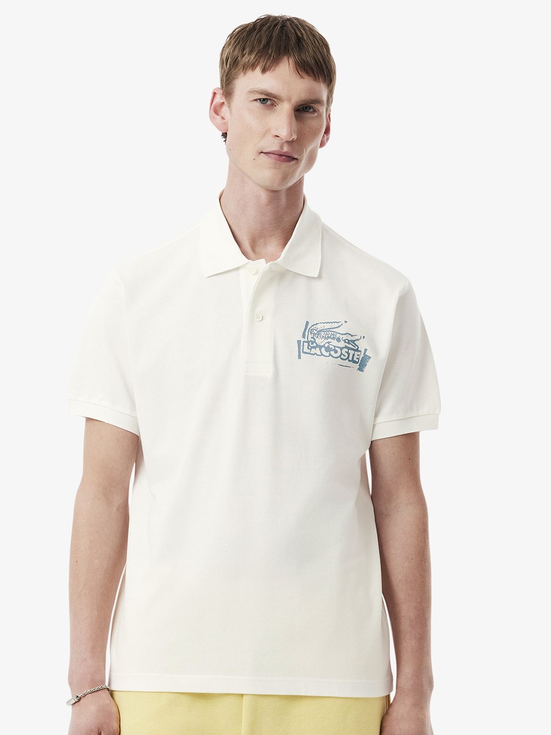

Lacoste Men Polo Collar Applique T-shirt, White
