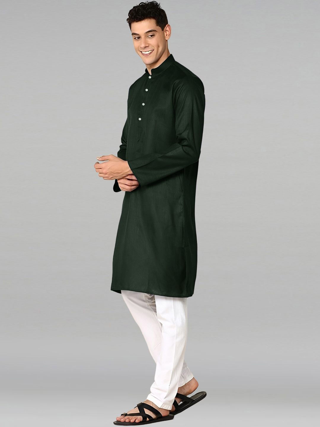 

PulseIQ Men Regular Pure Cotton Kurta with Pyjamas, Green