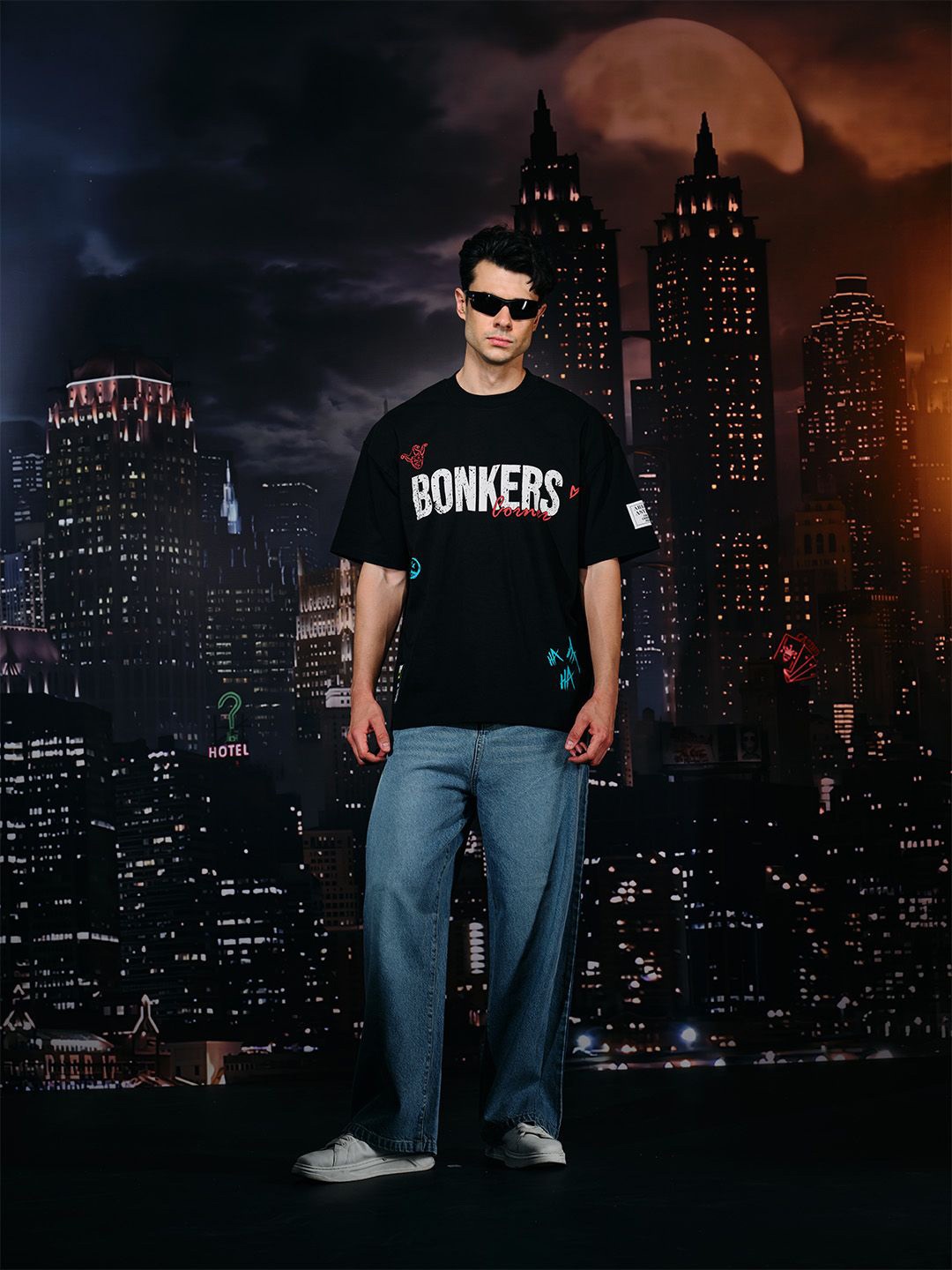 

Bonkers Corner Men Printed Pockets T-shirt, Black