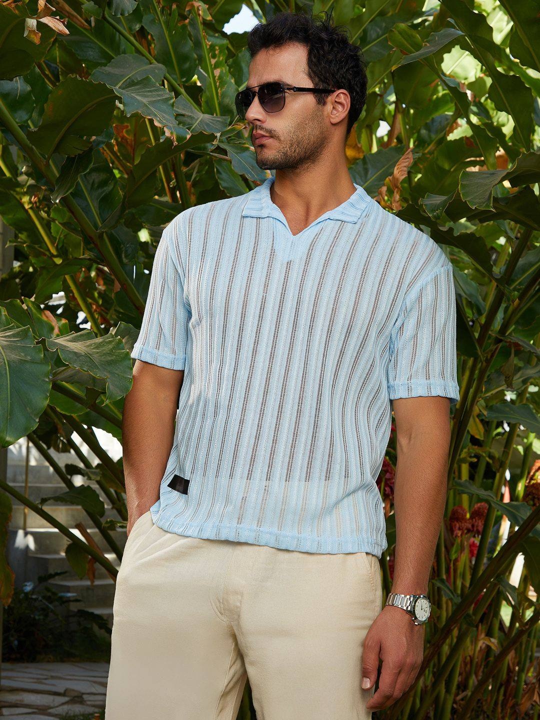 

Campus Sutra Men Polo Collar Drop-Shoulder Sleeves T-shirt, Blue