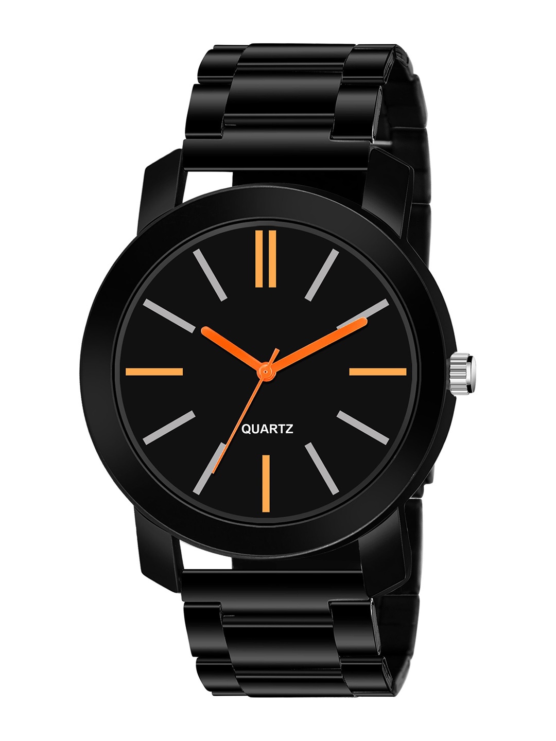 

THE SHOPOHOLIC Men Dial & Stainless Steel Bracelet Style Straps Analogue Watch 5-ORANGE, Black