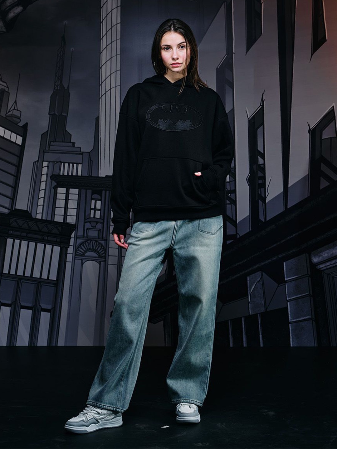 

Bonkers Corner Women Printed Hooded Sweatshirt, Black