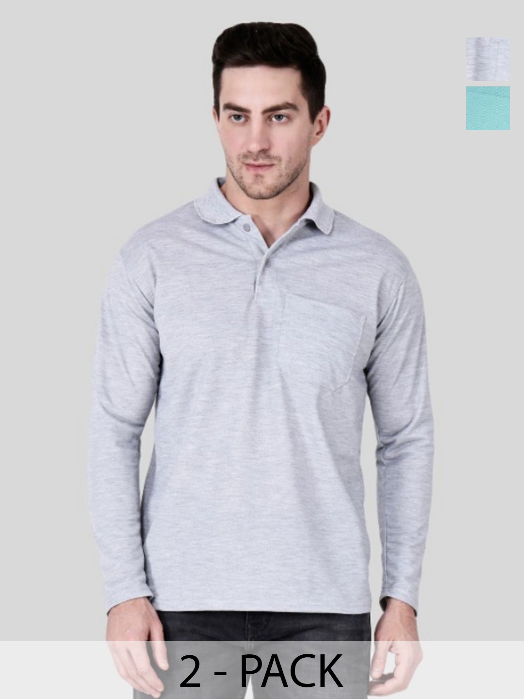 

SAIKSA FASHION Men 2 Polo Collar Applique T-shirt, Multi
