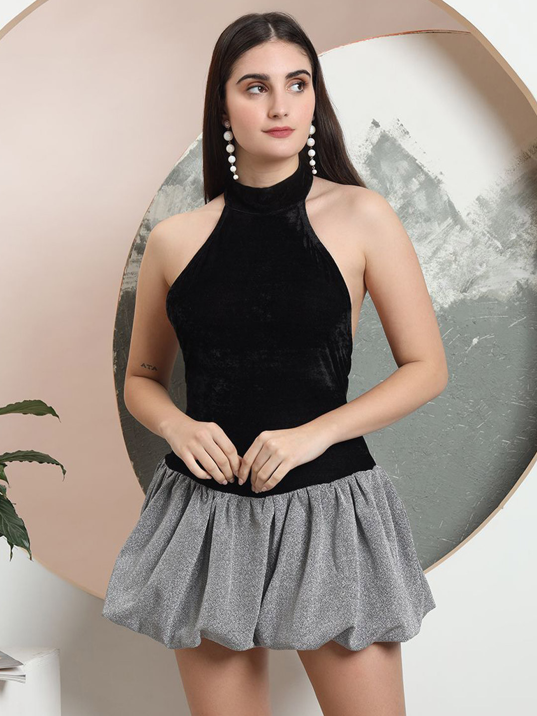 

BAESD Velvet Fit & Flare Mini Dress, Black
