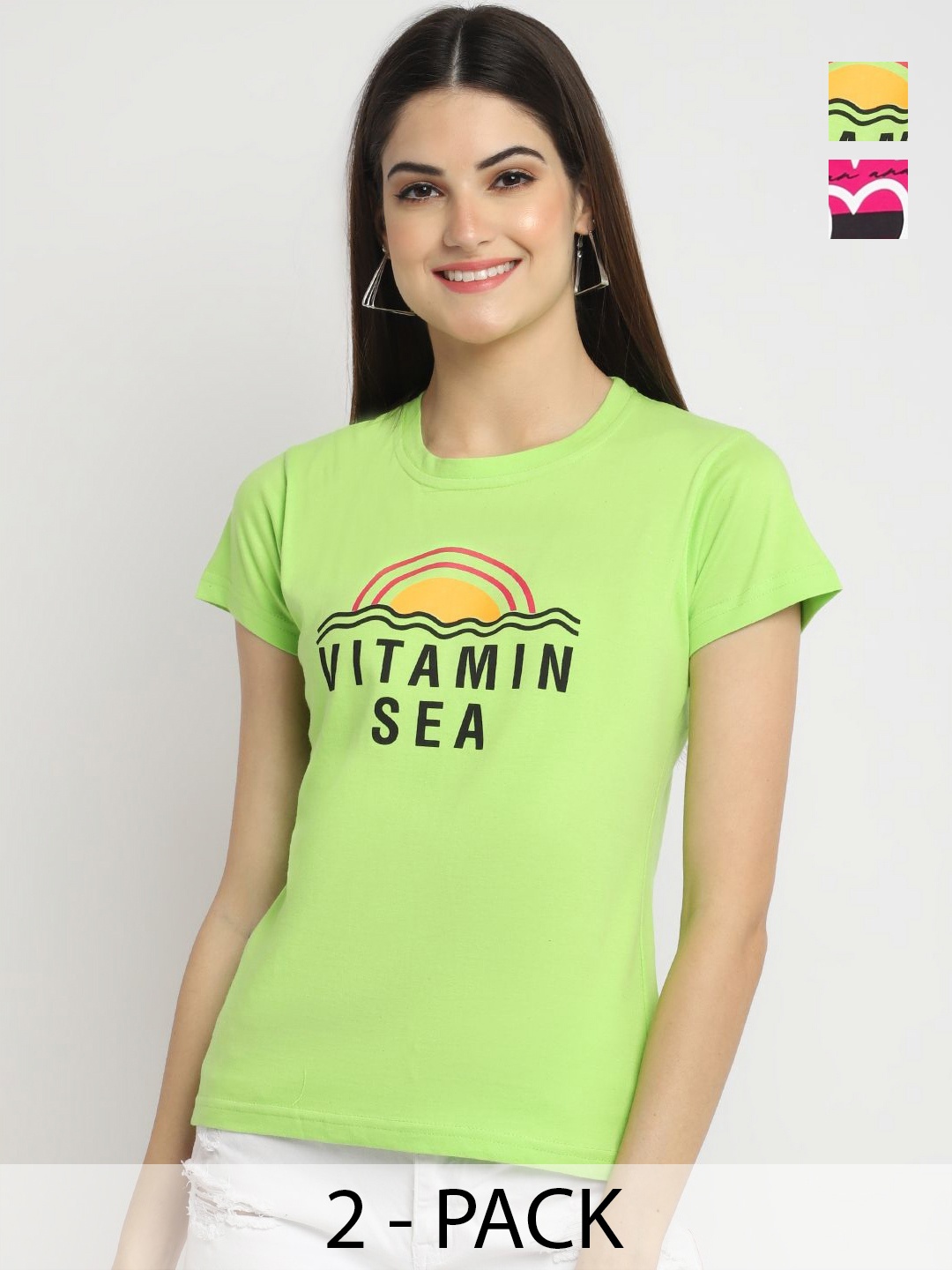 

Dreambe Women Typography Printed T-shirt, Multi